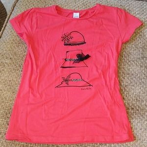 Girls Short Sleeve Red T w/Black Beaded Hats